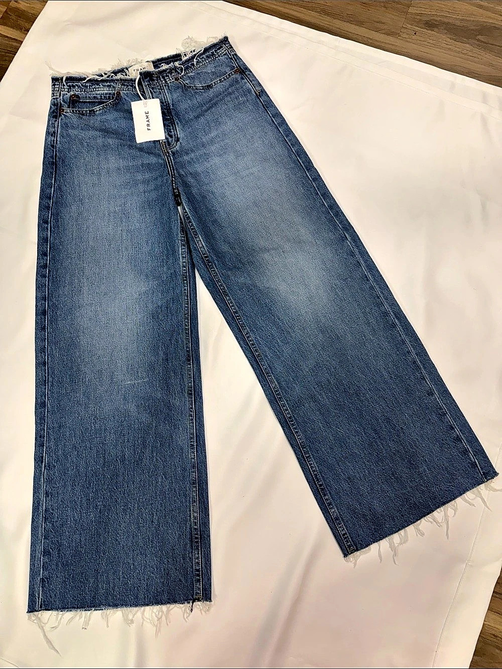 FRAME WOMENS LE LOW BAGGY WIDE LEG JEANS BLUE WAIST 26!